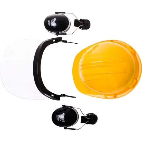 Kask ochronny – zestaw słuchawki, przyłbica poliwęglanowa