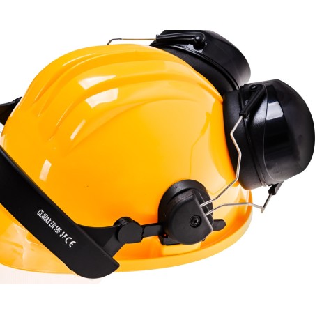 Kask ochronny – zestaw słuchawki, przyłbica poliwęglanowa