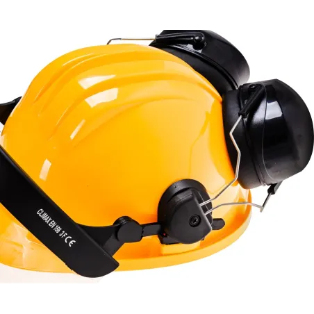 Kask ochronny – zestaw słuchawki, przyłbica poliwęglanowa