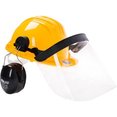 Kask ochronny – zestaw słuchawki, przyłbica poliwęglanowa