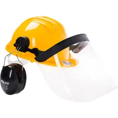 Kask ochronny – zestaw słuchawki, przyłbica poliwęglanowa