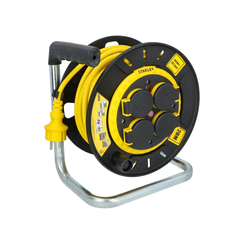 Przedłużacz bębnowy 20 m, 3 x 1.5mm, cztery gniazda, IP20, z uziemieniem i zabezpieczeniem przeciążeniowym Przedłużacz bębnowy 20 m, 3 x 1.5mm, cztery gniazda, IP20, z uziemieniem i zabezpieczeniem przeciążeniowym