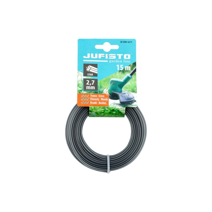 Żyłka do podkaszarki, gwiazdka, wzmacniana, 2,7 mm, długość 15 m Żyłka do podkaszarki, gwiazdka, wzmacniana, 2,7 mm, długość 15 m