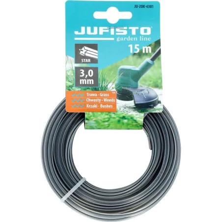 Żyłka do podkaszarki, gwiazdka, wzmacniana, 3,0 mm, długość 15 m