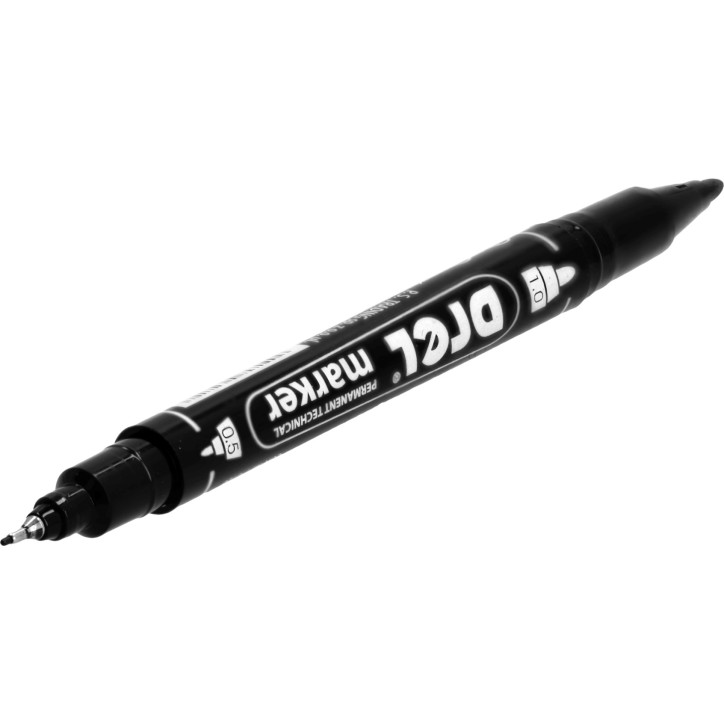 Marker permanentny czarny, dwustronny 0.5 - 1.0 mm, końcówka okrągła Marker permanentny czarny, dwustronny 0.5 - 1.0 mm, końcówka okrągła