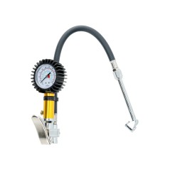 Pistolet do pompowania z manometrem, wąż metalową przedłużką oraz końcówkąL-40cm