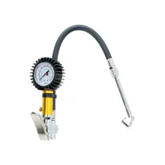 Pistolet do pompowania z manometrem, wąż metalową przedłużką oraz końcówkąL-40cm