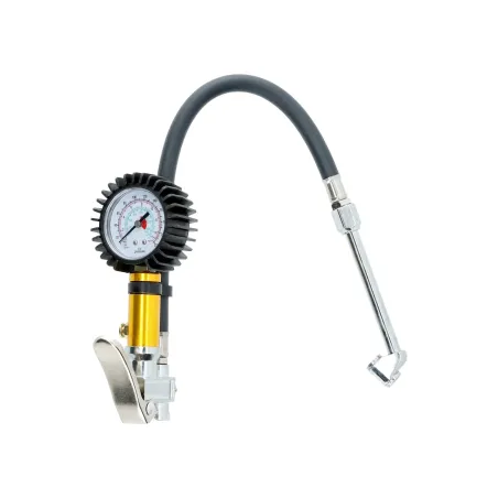 Pistolet do pompowania z manometrem, wąż metalową przedłużką oraz końcówkąL-40cm
