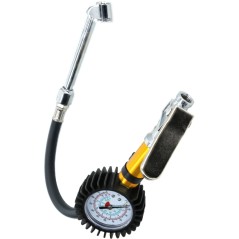 Pistolet do pompowania z manometrem, wąż metalową przedłużką oraz końcówkąL-40cm