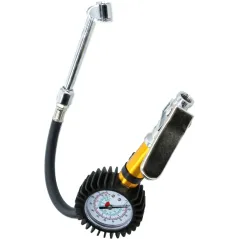Pistolet do pompowania z manometrem, wąż metalową przedłużką oraz końcówkąL-40cm