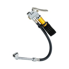 Pistolet do pompowania z manometrem, wąż metalową przedłużką oraz końcówkąL-40cm
