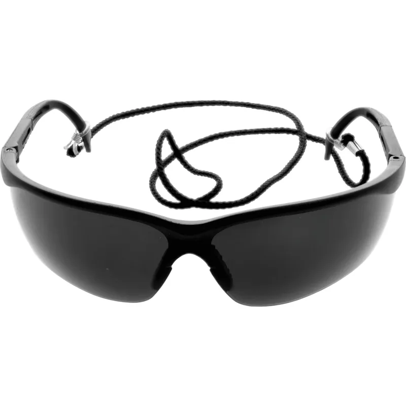 Okulary ochronne przyciemniane, nieparujące, regulowane zauszniki, sznurek zabezpieczający