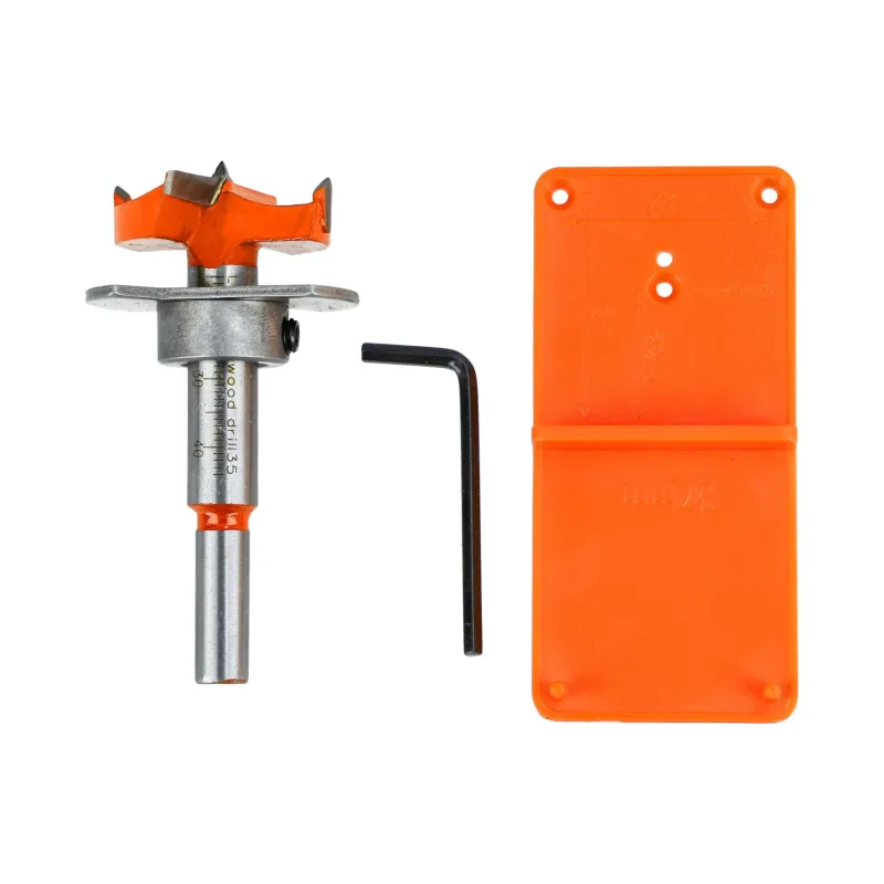 Zestaw znacznik otworów pod zawiasy plastikowy, frez puszkowy do zawiasów 35mm z ogranicznikiem Zestaw znacznik otworów pod zawiasy plastikowy, frez puszkowy do zawiasów 35mm z ogranicznikiem