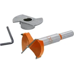 Zestaw znacznik otworów pod zawiasy plastikowy, frez puszkowy do zawiasów 35mm z ogranicznikiem