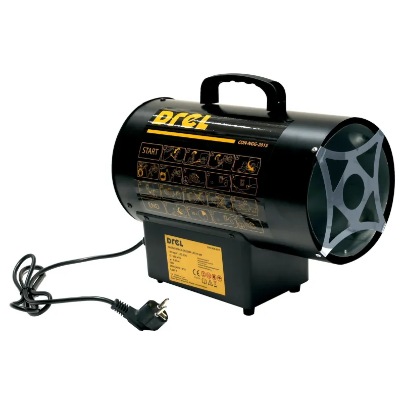 Nagrzewnica gazowa 15kW, reduktor i wąż ciśnieniowy