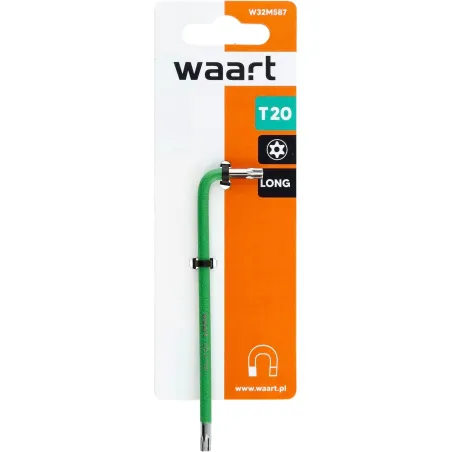 Klucz torx T20 długi - zielony, otwór,magnes