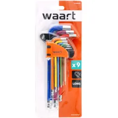 Zestaw kluczy sześciokątnych z końcówką kulistą, kolorowe, 1.5-10 mm, długie, 9 szt.