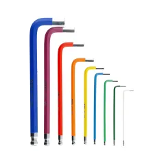 Zestaw kluczy sześciokątnych z końcówką kulistą, kolorowe, 1.5-10 mm, długie, 9 szt.