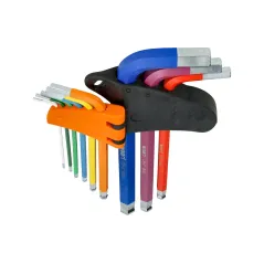 Zestaw kluczy sześciokątnych z końcówką kulistą, kolorowe, 1.5-10 mm, długie, 9 szt.