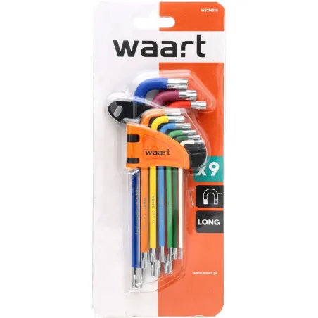 Klucze Torx z otworem i magnesem , kolorowe, T10-50, długie, 9 szt.