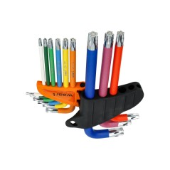 Klucze Torx z otworem i magnesem , kolorowe, T10-50, długie, 9 szt.