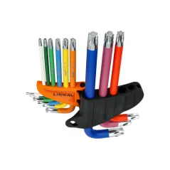 Klucze Torx z otworem i magnesem , kolorowe, T10-50, długie, 9 szt.
