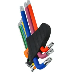 Klucze Torx z otworem i magnesem , kolorowe, T10-50, długie, 9 szt.