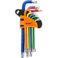 Klucze Torx z otworem i magnesem , kolorowe, T10-50, długie, 9 szt.