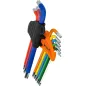 Klucze Torx z otworem i magnesem , kolorowe, T10-50, długie, 9 szt.