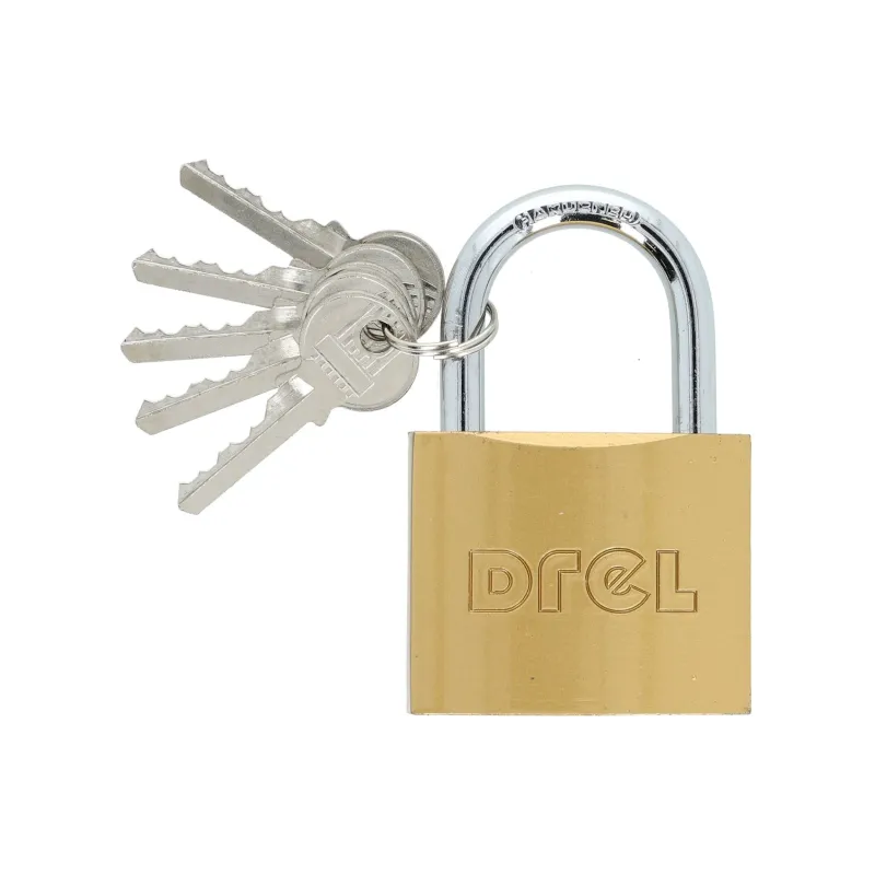 Kłódka 60mm, 5 kluczy, mosiądz