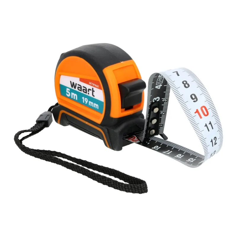 Miara zwijana stalowa 5m, 19mm, dwustronna skala czarno-biała Miara zwijana stalowa 5m, 19mm, dwustronna skala czarno-biała