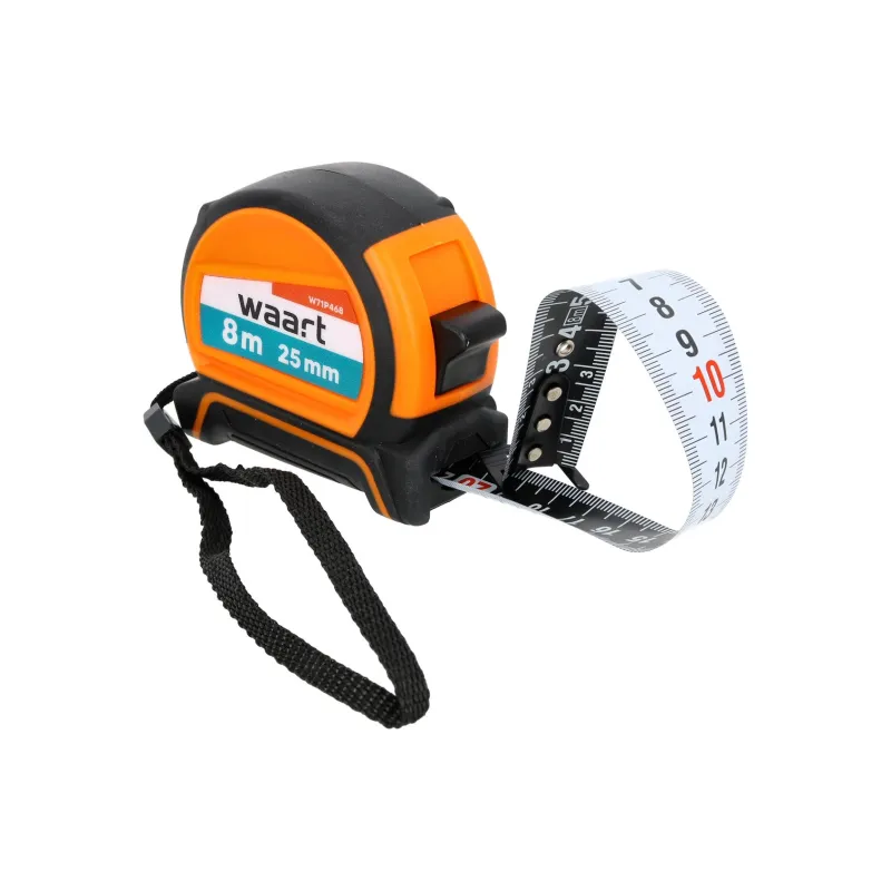 Miara zwijana stalowa 8m, 25mm, dwustronna skala czarno-biała Miara zwijana stalowa 8m, 25mm, dwustronna skala czarno-biała