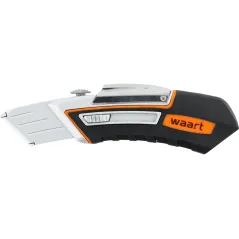 Nóż z ostrzem trapezowym, wysuwane ostrze, metalowa obudowa, gumowana