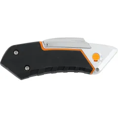 Nóż z ostrzem trapezowym, wysuwane ostrze, metalowa obudowa, gumowana