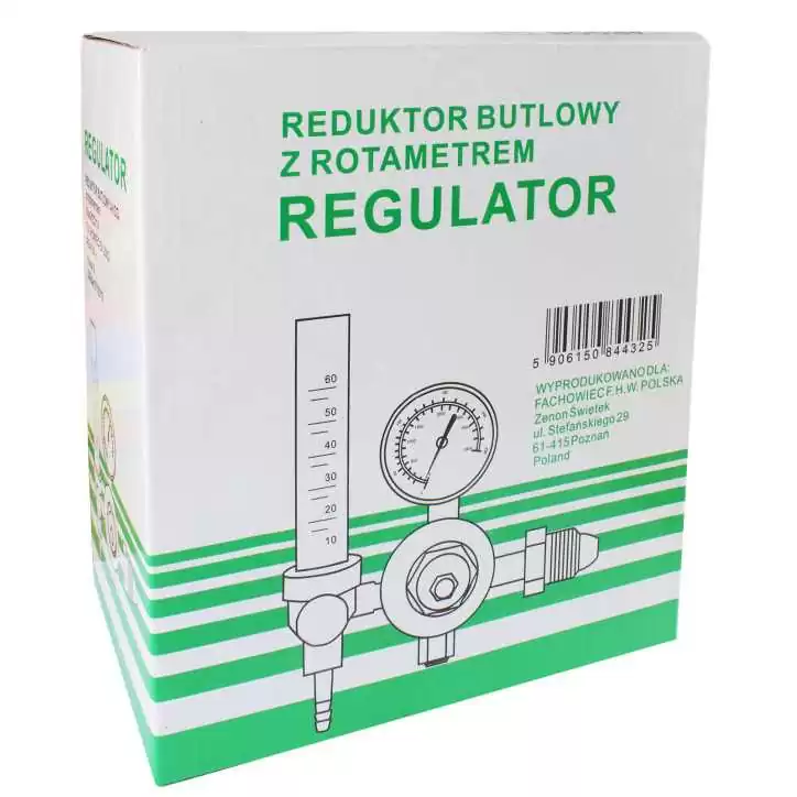 Reduktor butlowy CO2/Argon MINI z rotametrem FACHOWIEC Reduktor butlowy CO2/Argon MINI z rotametrem FACHOWIEC
