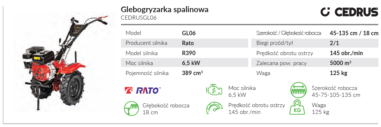 Glebogryzarka spalinowa CEDRUSGL06