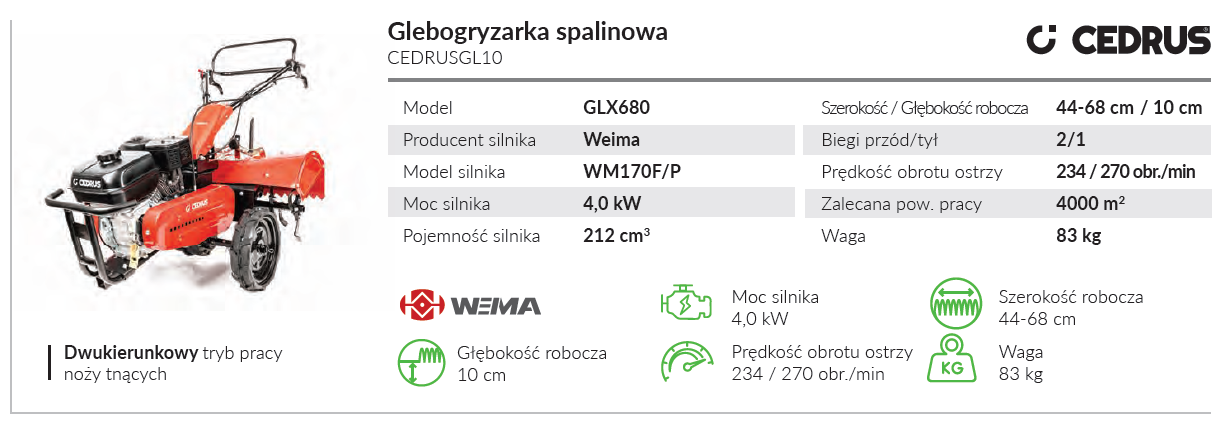 Glebogryzarka spalinowa CEDRUSGL10