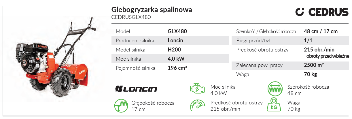 Glebogryzarka spalinowa CEDRUSGLX480