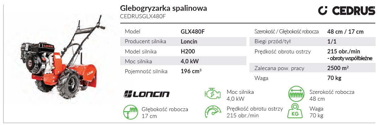 Glebogryzarka spalinowa CEDRUSGLX480F