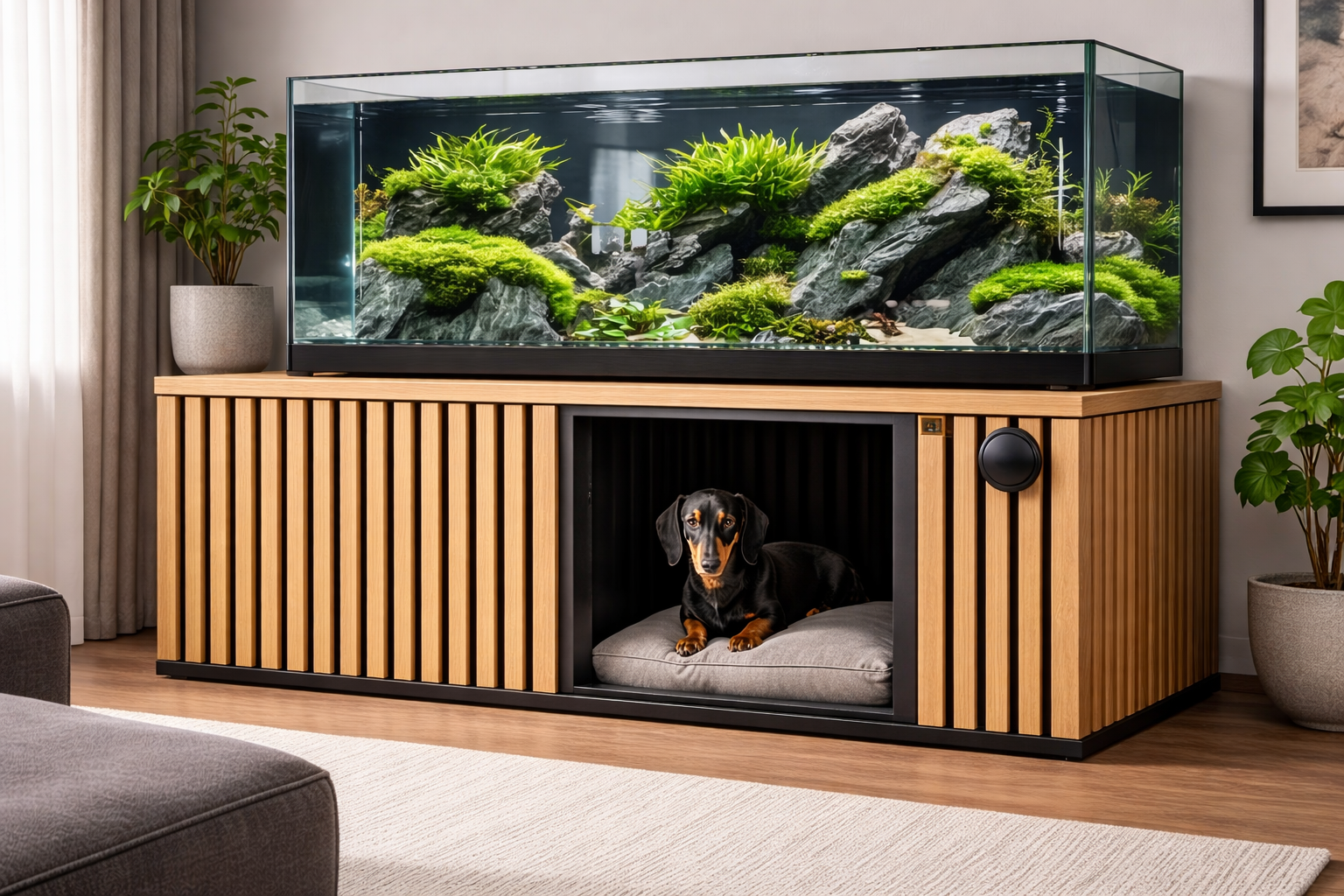 Buda antyhukowa przed burzą i petardami schronienie dla psa